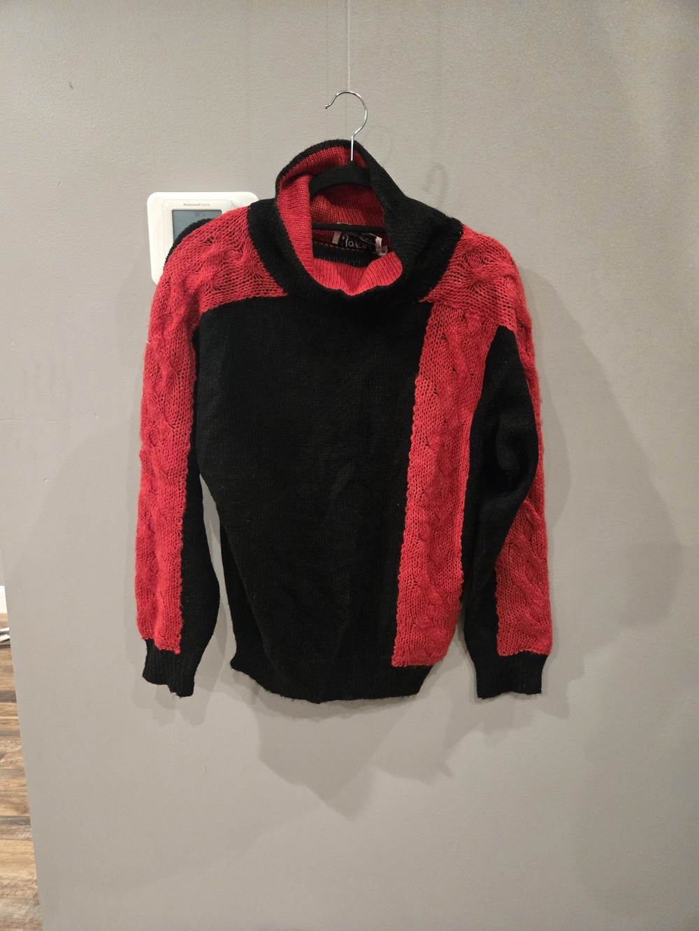 Women's Black and Red Turtleneck Sweater
